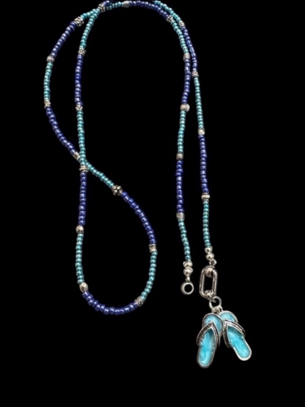 Long Beaded Necklace with Sandals.